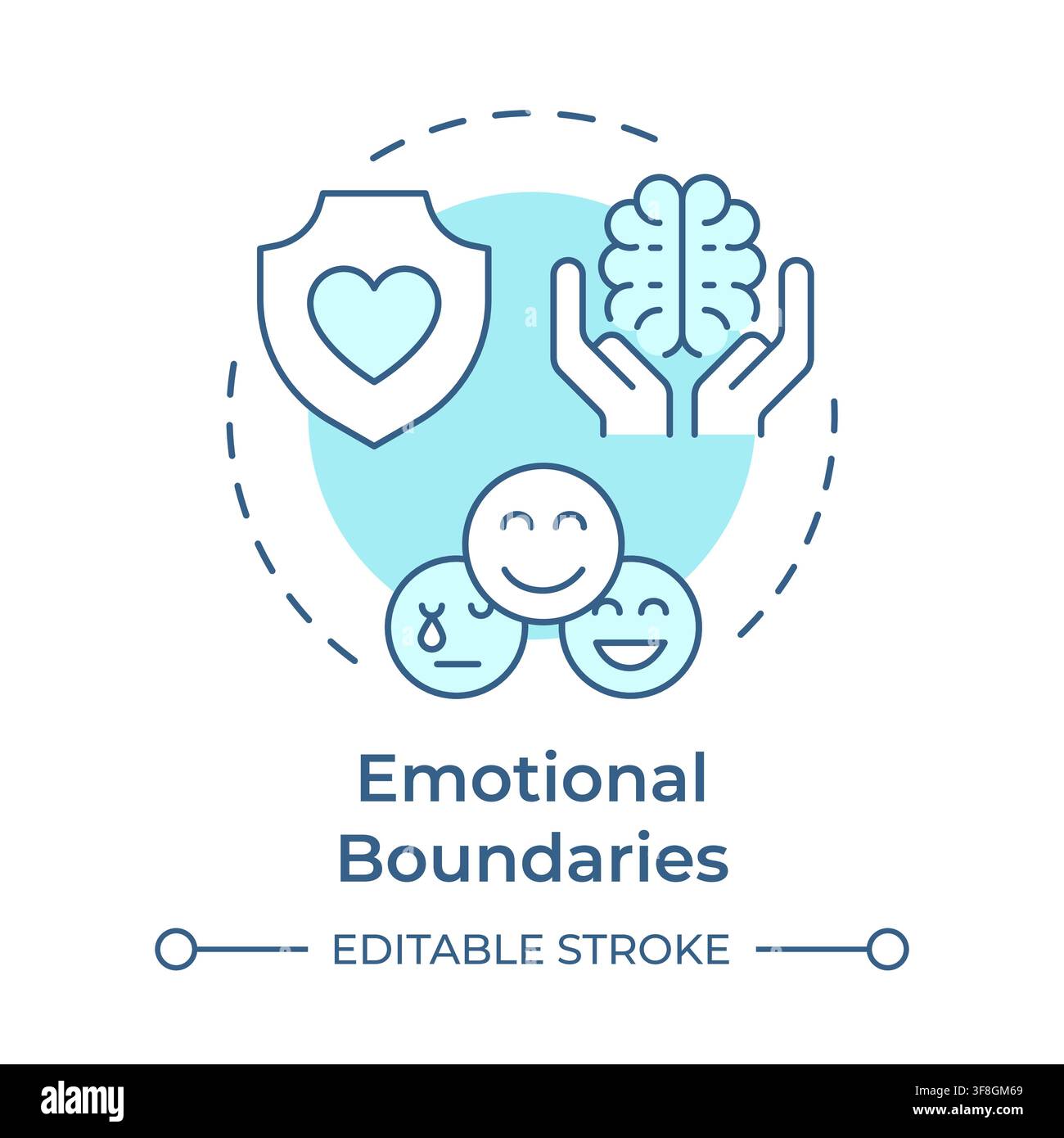 Emotional boundaries soft blue concept icon Stock Vector