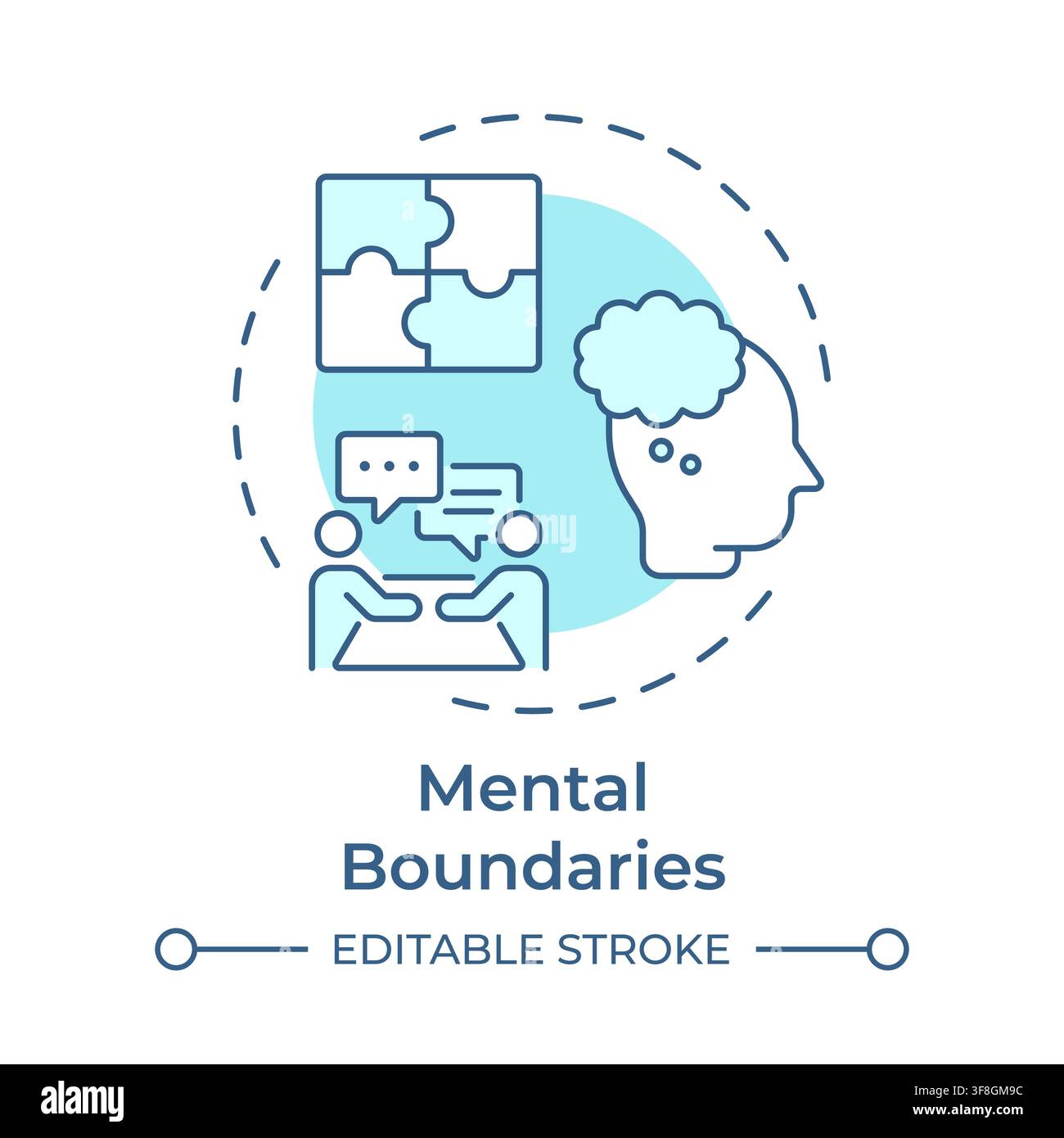 Mental boundaries soft blue concept icon Stock Vector