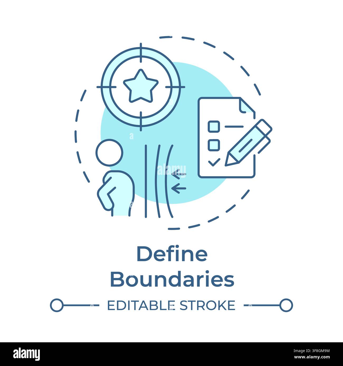 Define boundaries soft blue concept icon Stock Vector