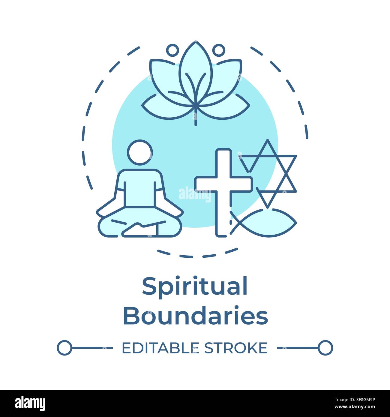 Spiritual boundaries soft blue concept icon Stock Vector