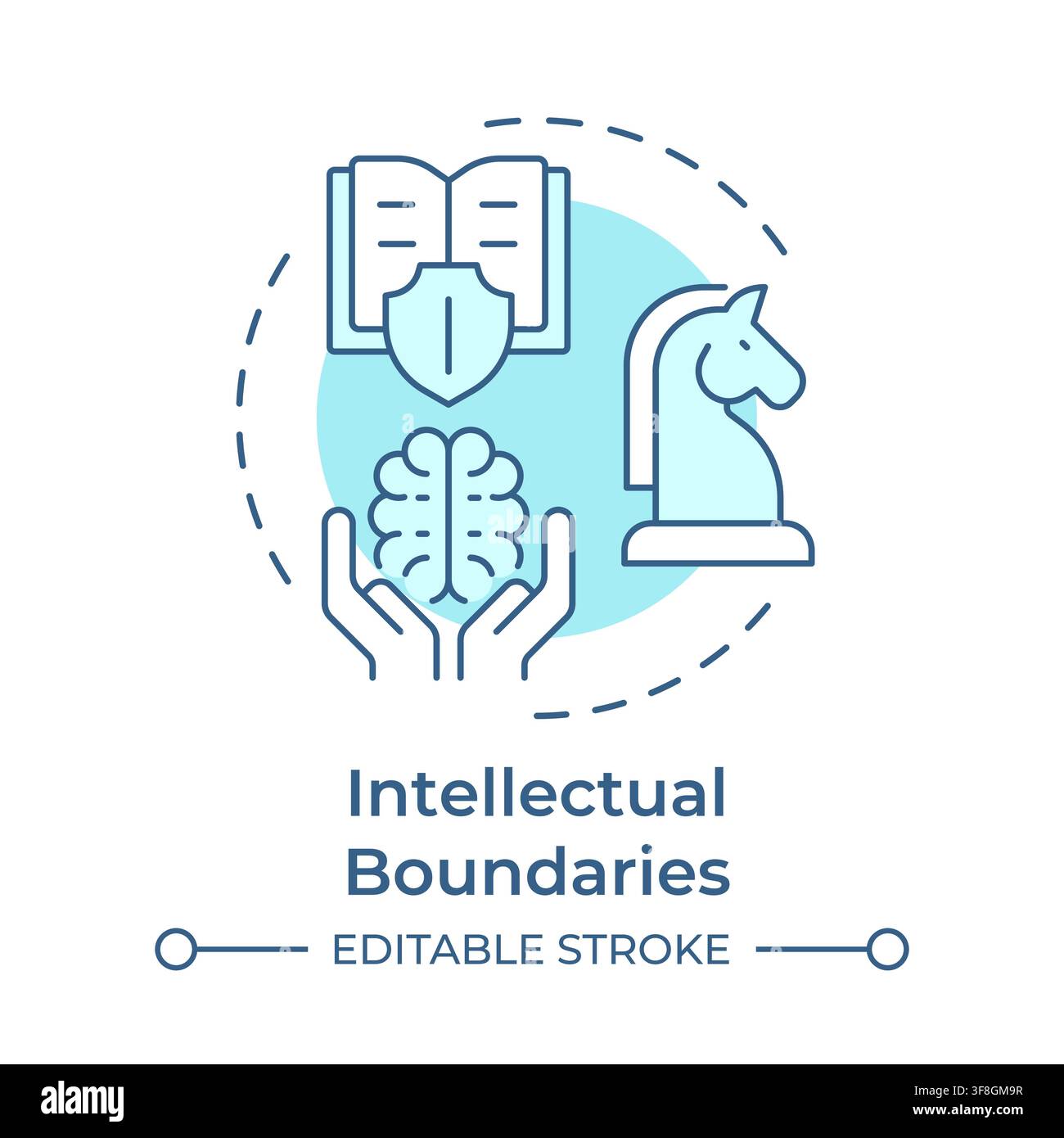 Intellectual boundaries soft blue concept icon Stock Vector
