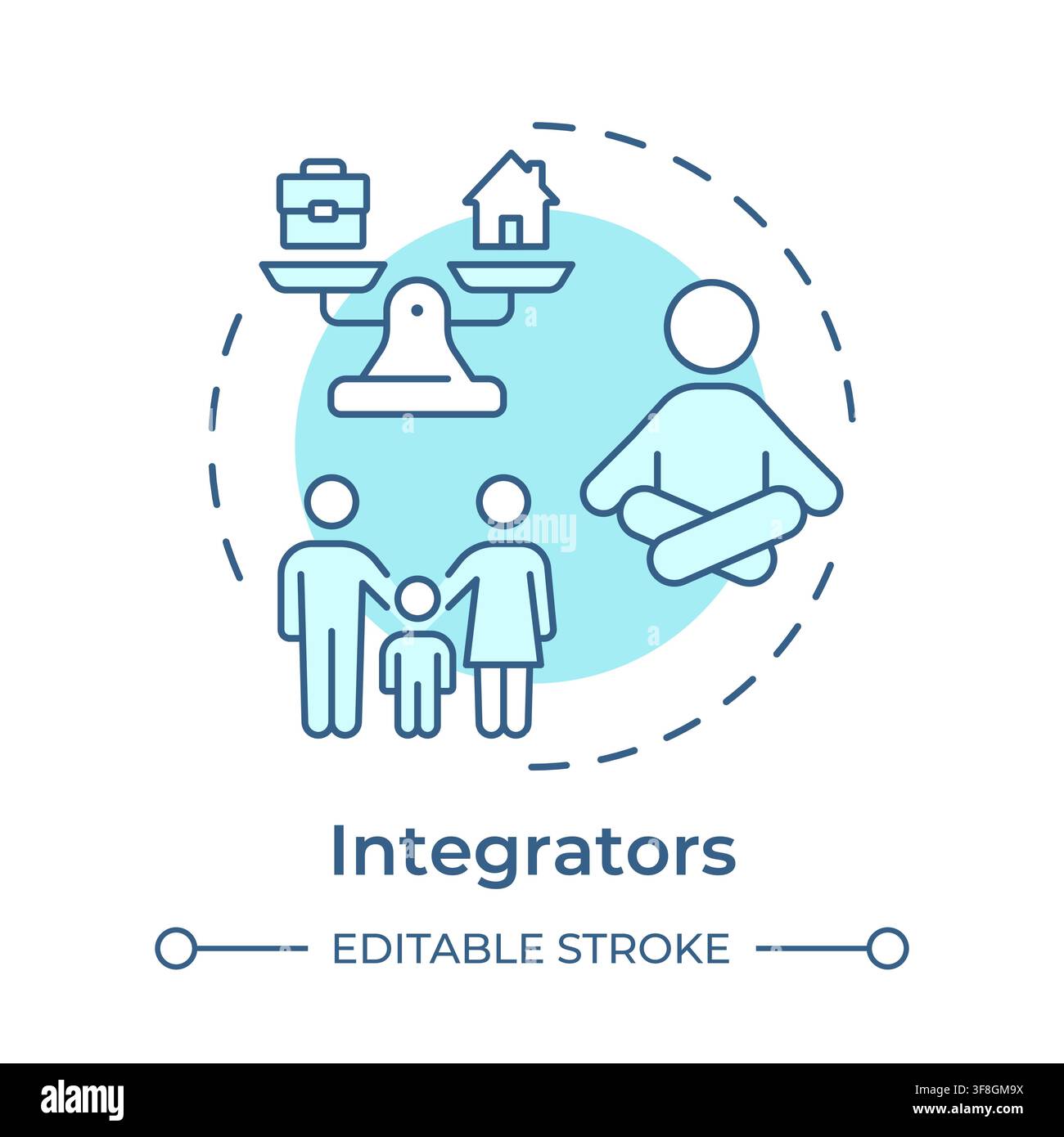 Integrators soft blue concept icon Stock Vector
