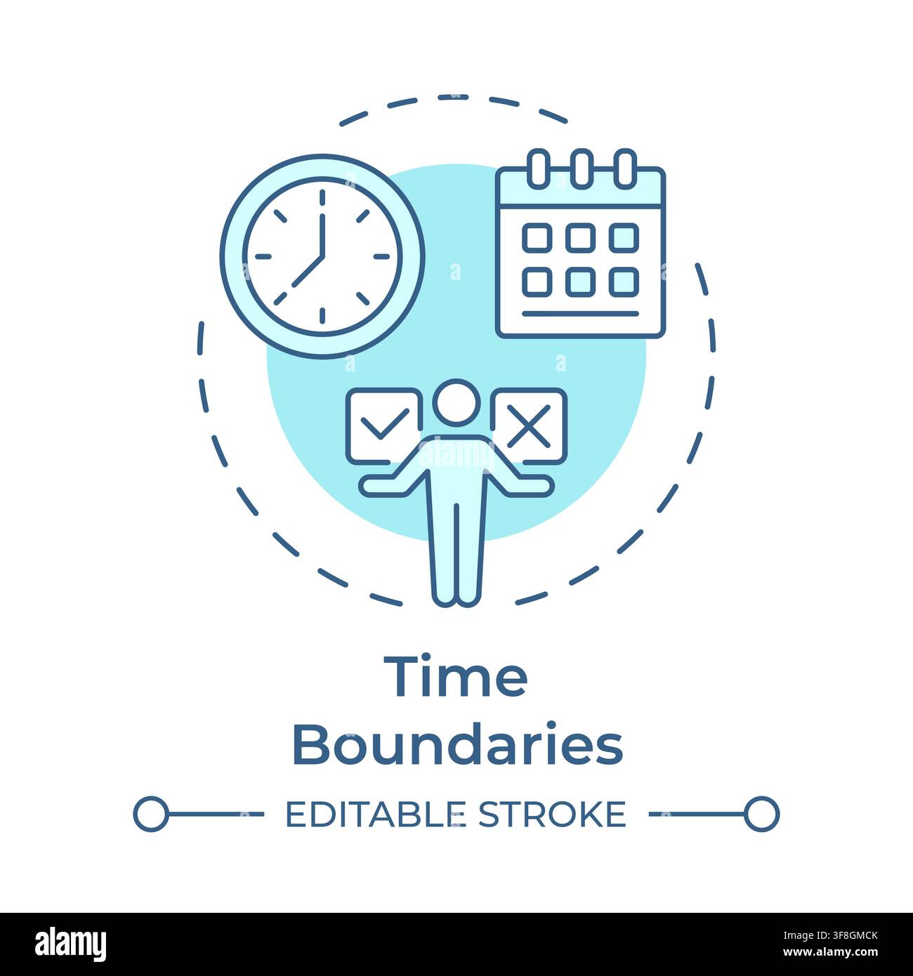 Time boundaries soft blue concept icon Stock Vector