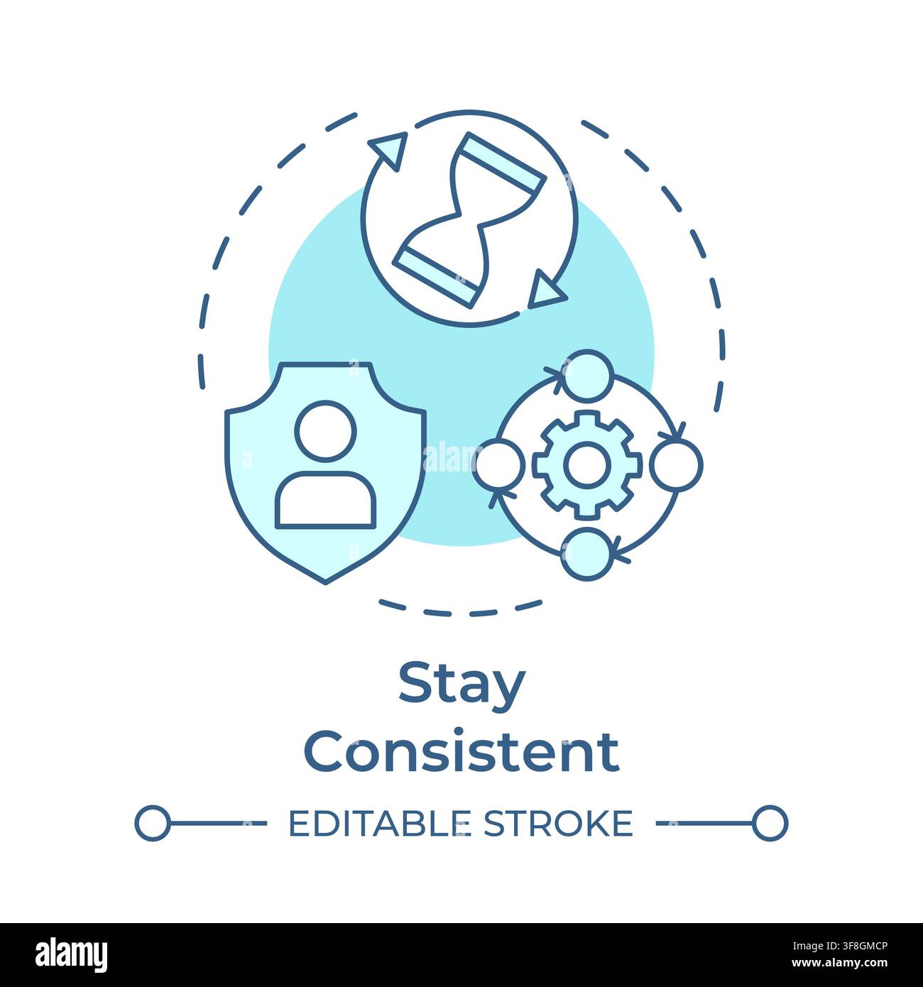 Stay consistent soft blue concept icon Stock Vector