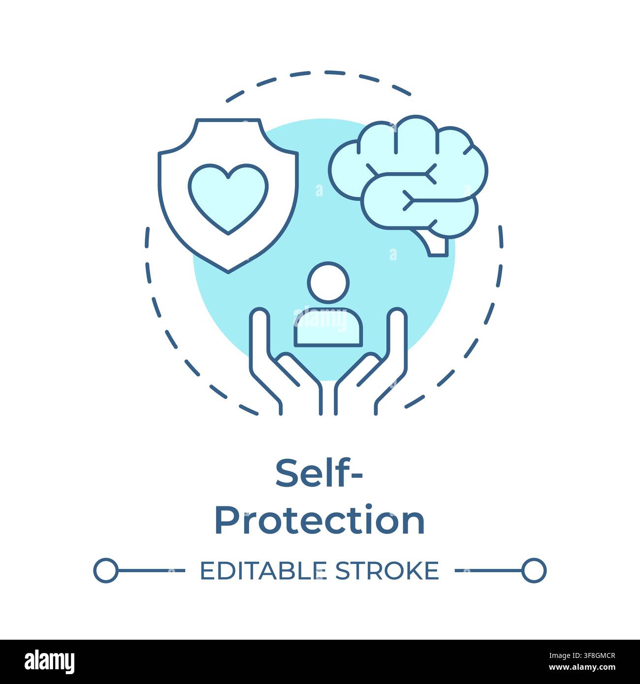 Self protection soft blue concept icon Stock Vector