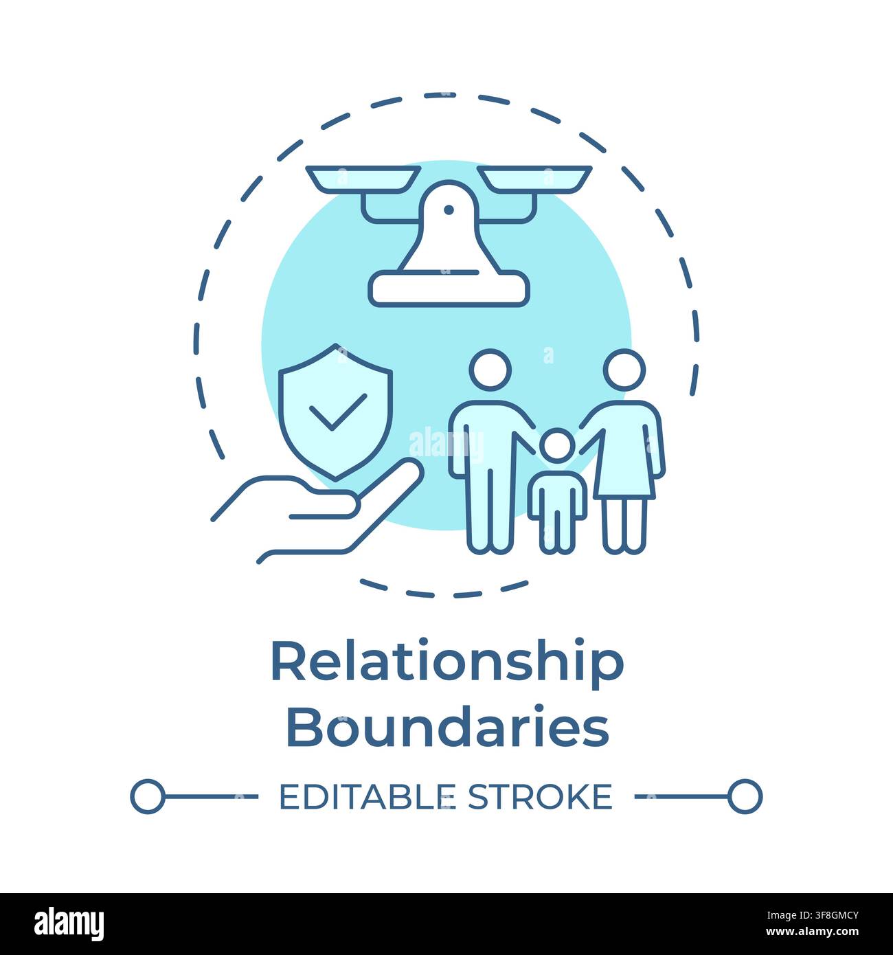 Relationship boundaries soft blue concept icon Stock Vector