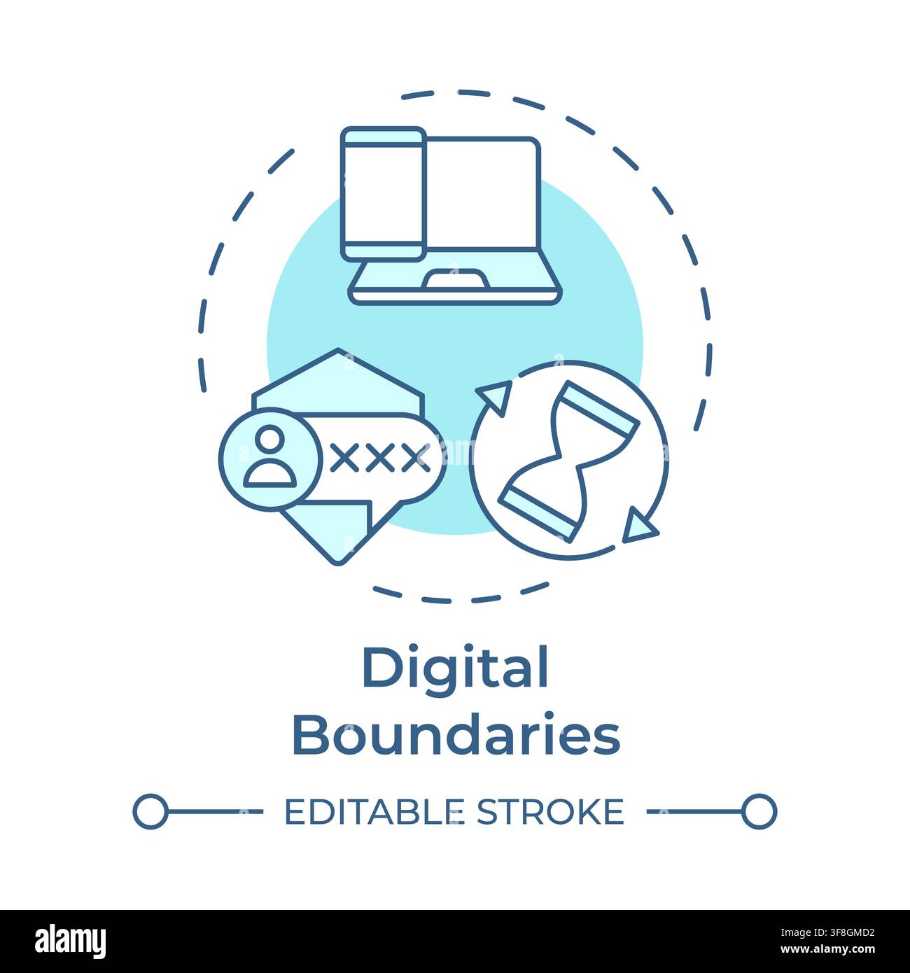Digital boundaries soft blue concept icon Stock Vector