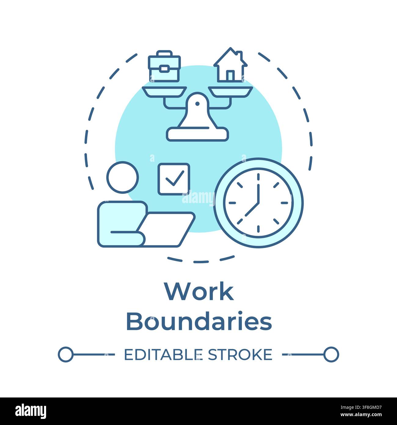 Work boundaries soft blue concept icon Stock Vector