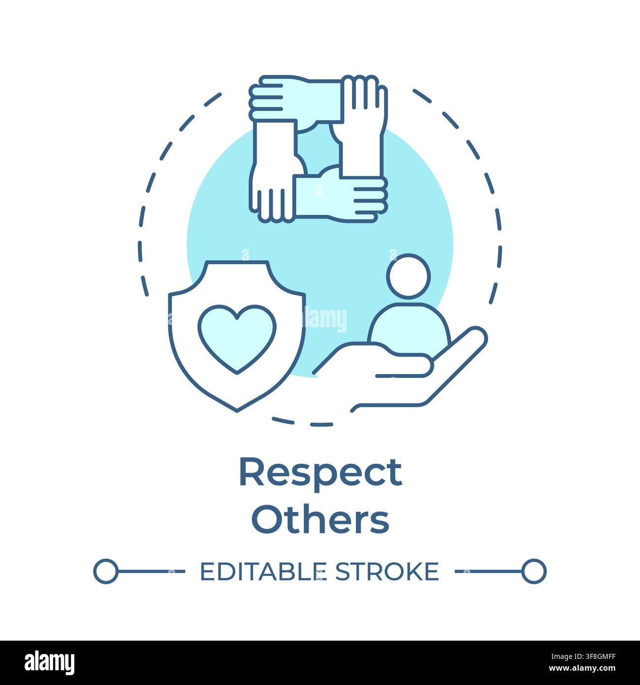 Respect others soft blue concept icon Stock Vector