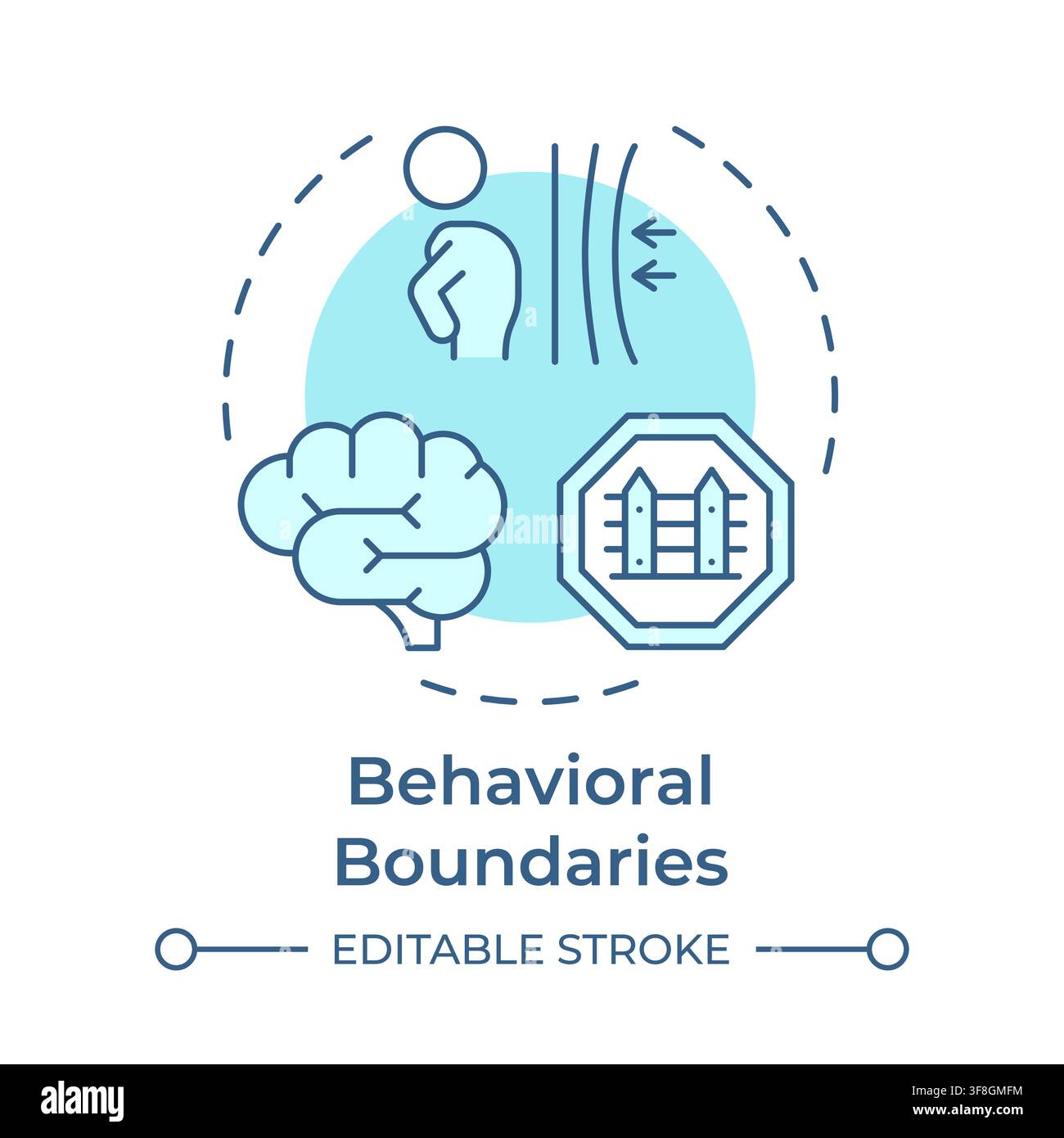 Behavioral boundaries soft blue concept icon Stock Vector