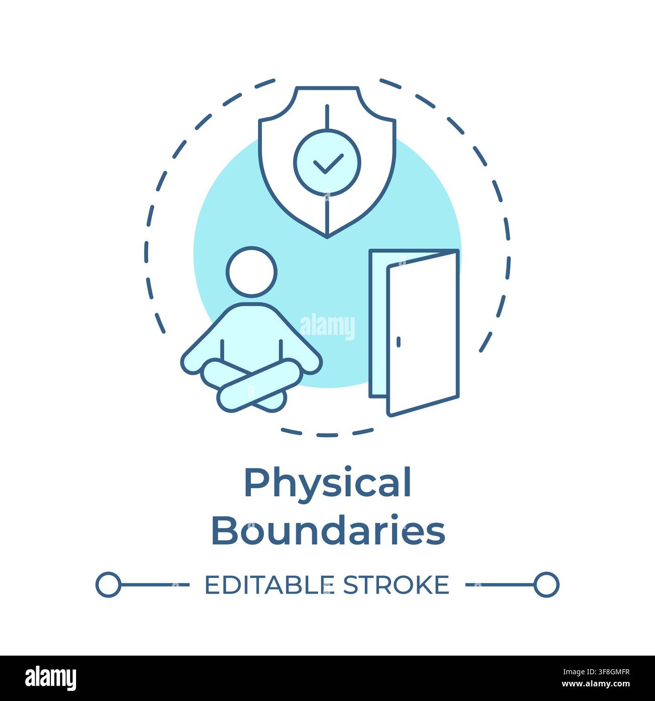 Physical boundaries soft blue concept icon Stock Vector