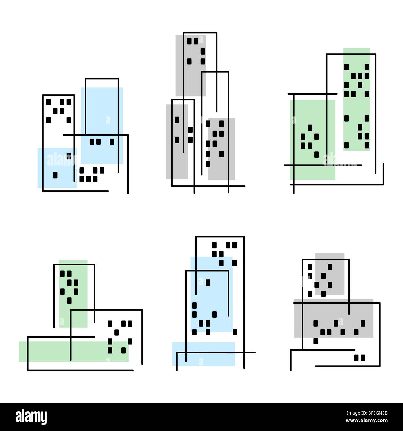 Set of buildings. Emblems real estate company. Stock Vector