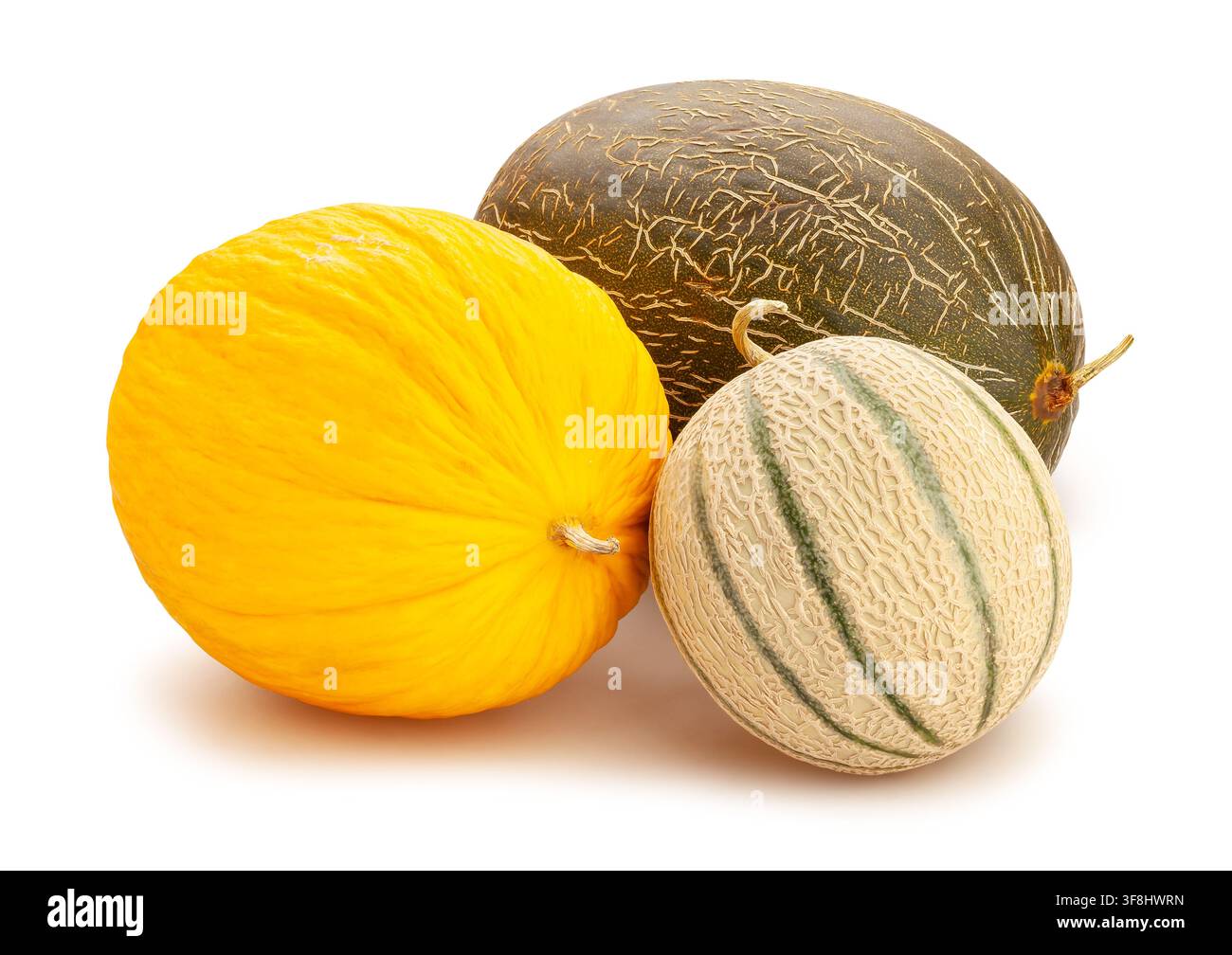 various melons path isolated on white Stock Photo