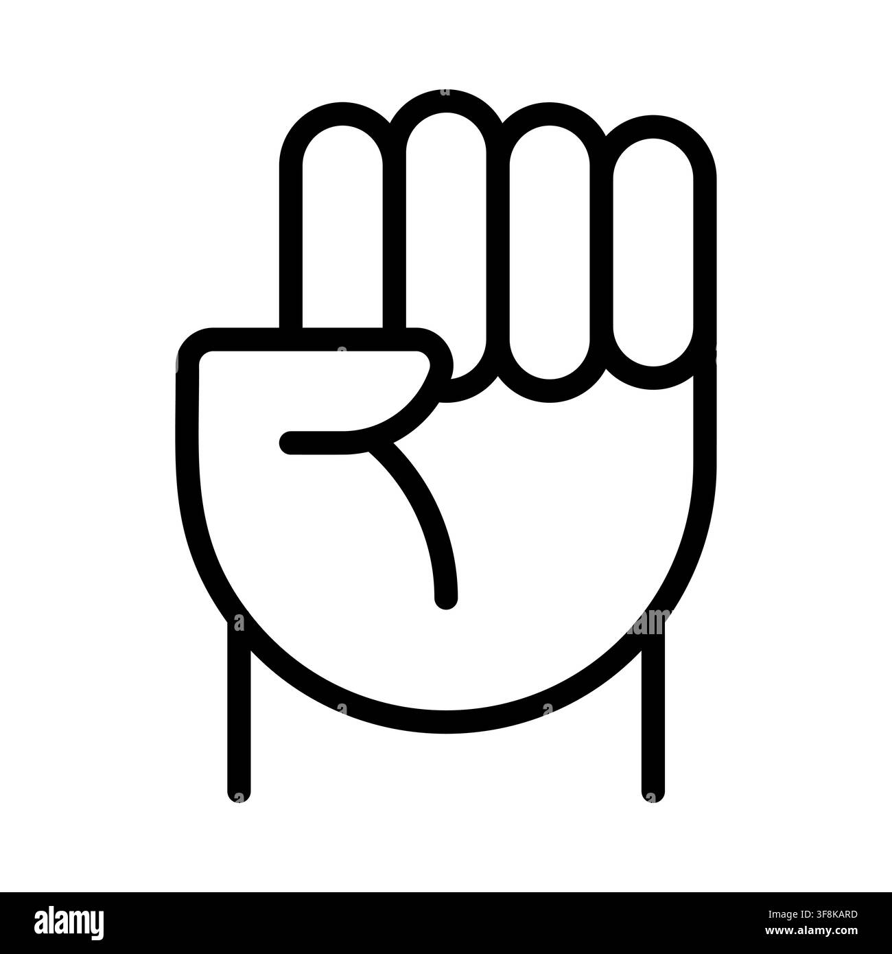 Raised Fist Line Icon Vector Illustration Stock Vector