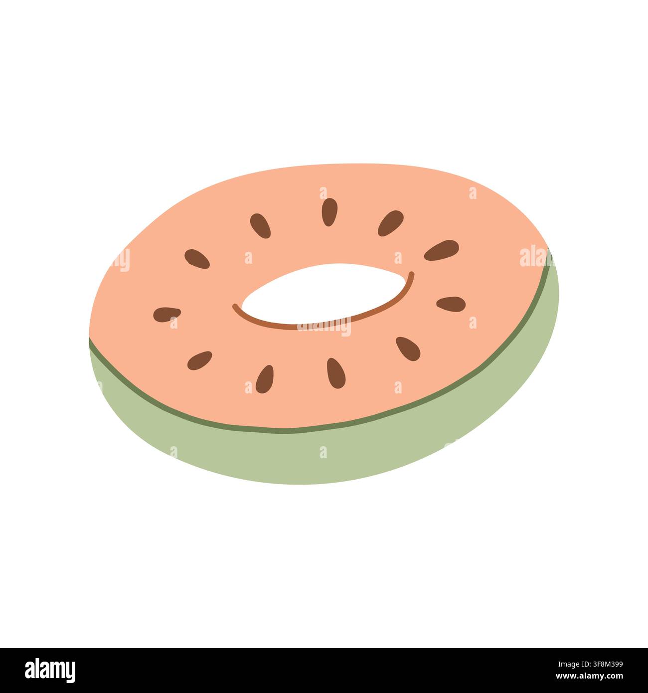 Peach watermelon fruit pattern inflatable swim ring vector illustration. Summer pool float isolated on white background Stock Vector