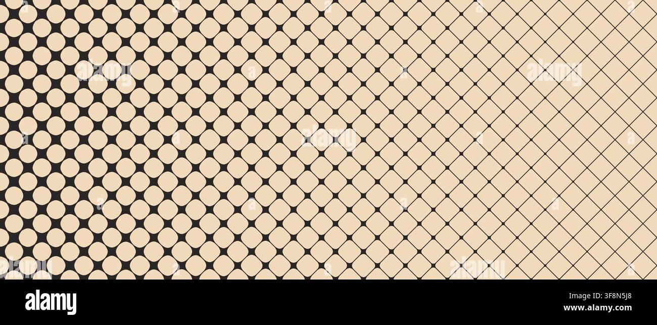 Beige repeated geometric gradation background. Morphing grid gradient pattern. Abstract repeating mosaic pattern wallpaper. Yellow mustard retro lattice wireframe backdrop. Vector texture pattern Stock Vector