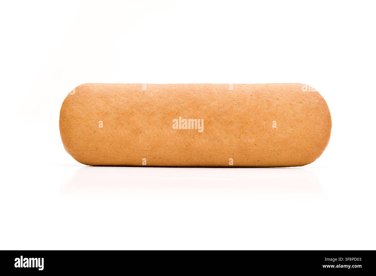 Single rectangular biscuit isolated on white background in studio lighting Stock Photo