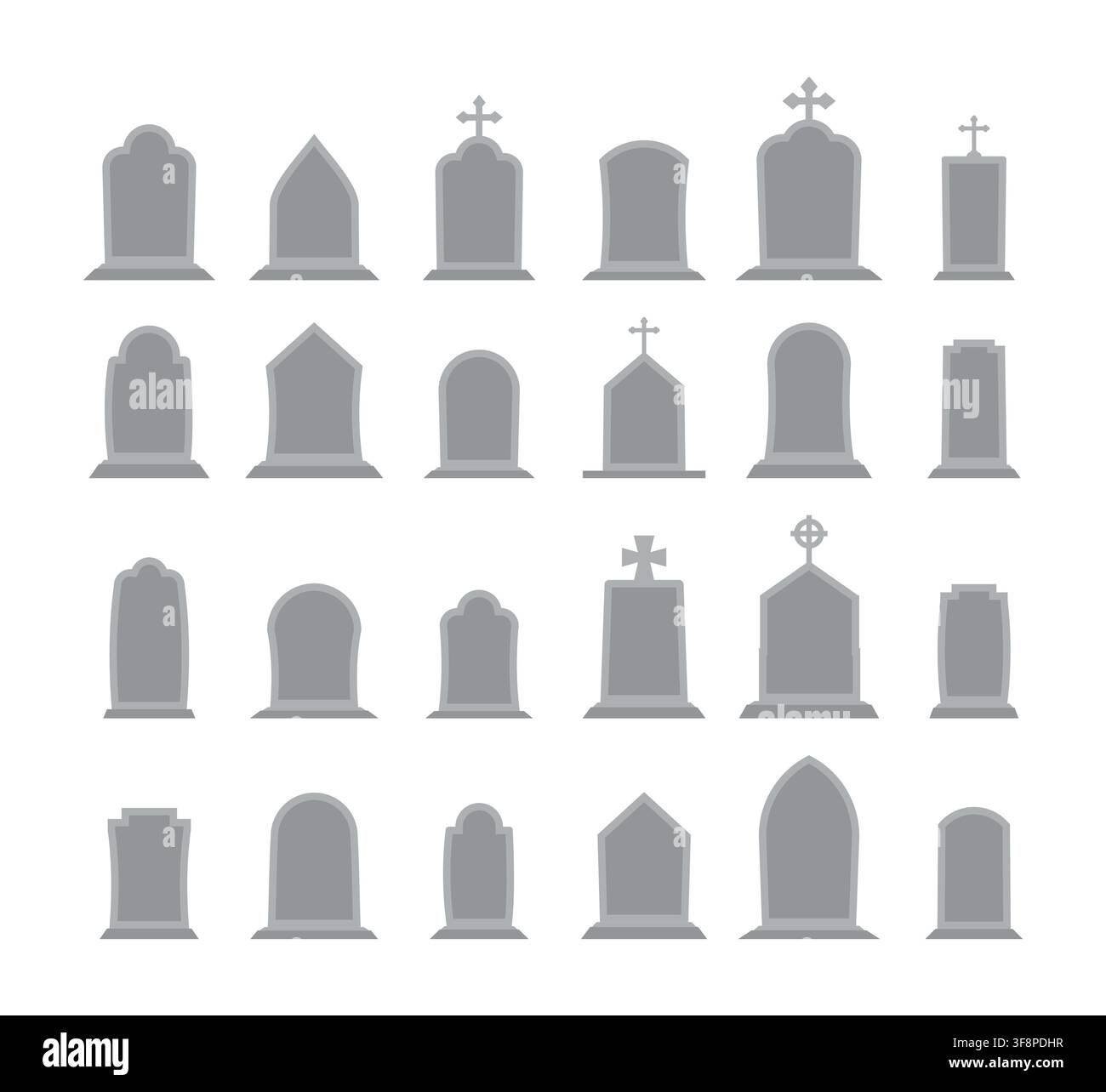 Gravestones vector set representing death and memorial Stock Vector
