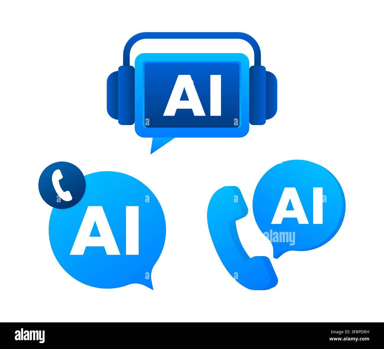 AI assistant customer service support icons set Stock Vector