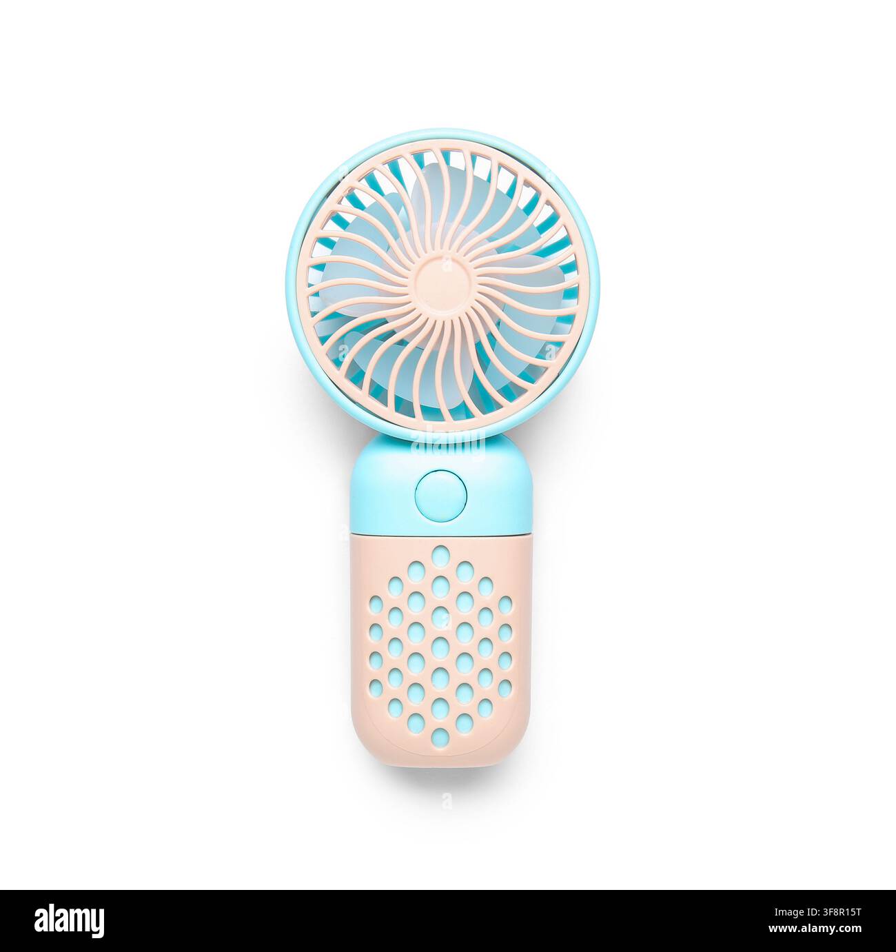 Mini electric fan on white background Stock Photo