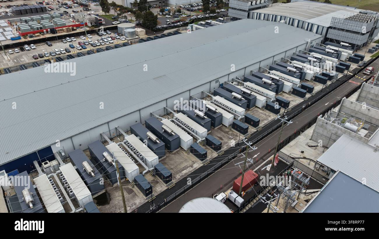 Large data center campus with multiple server modules and connected infrastructure Stock Photo