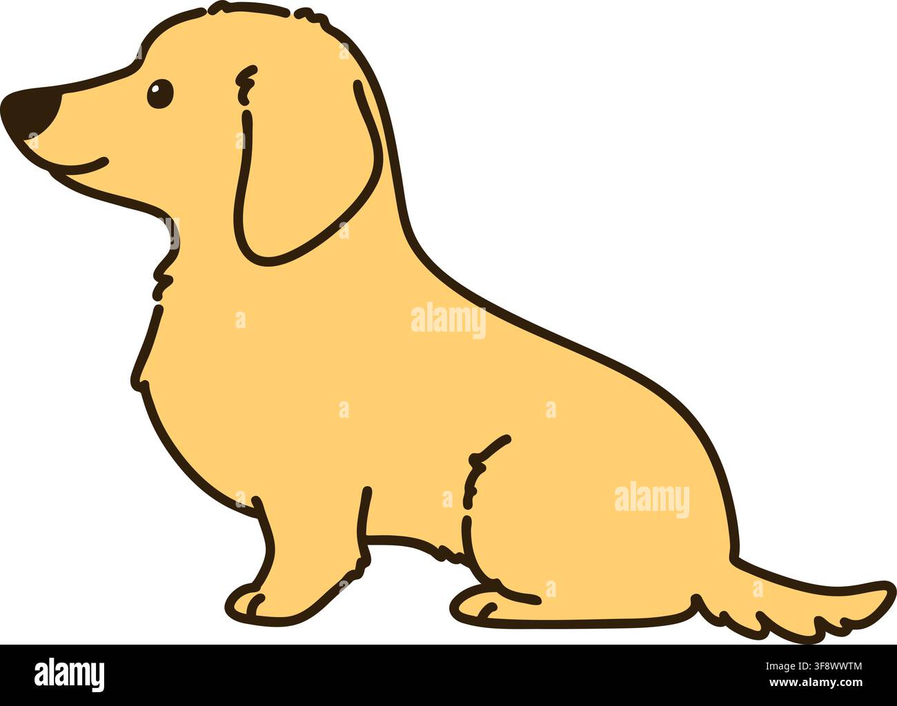 Outlined cream miniature dachshund sitting side view Stock Vector