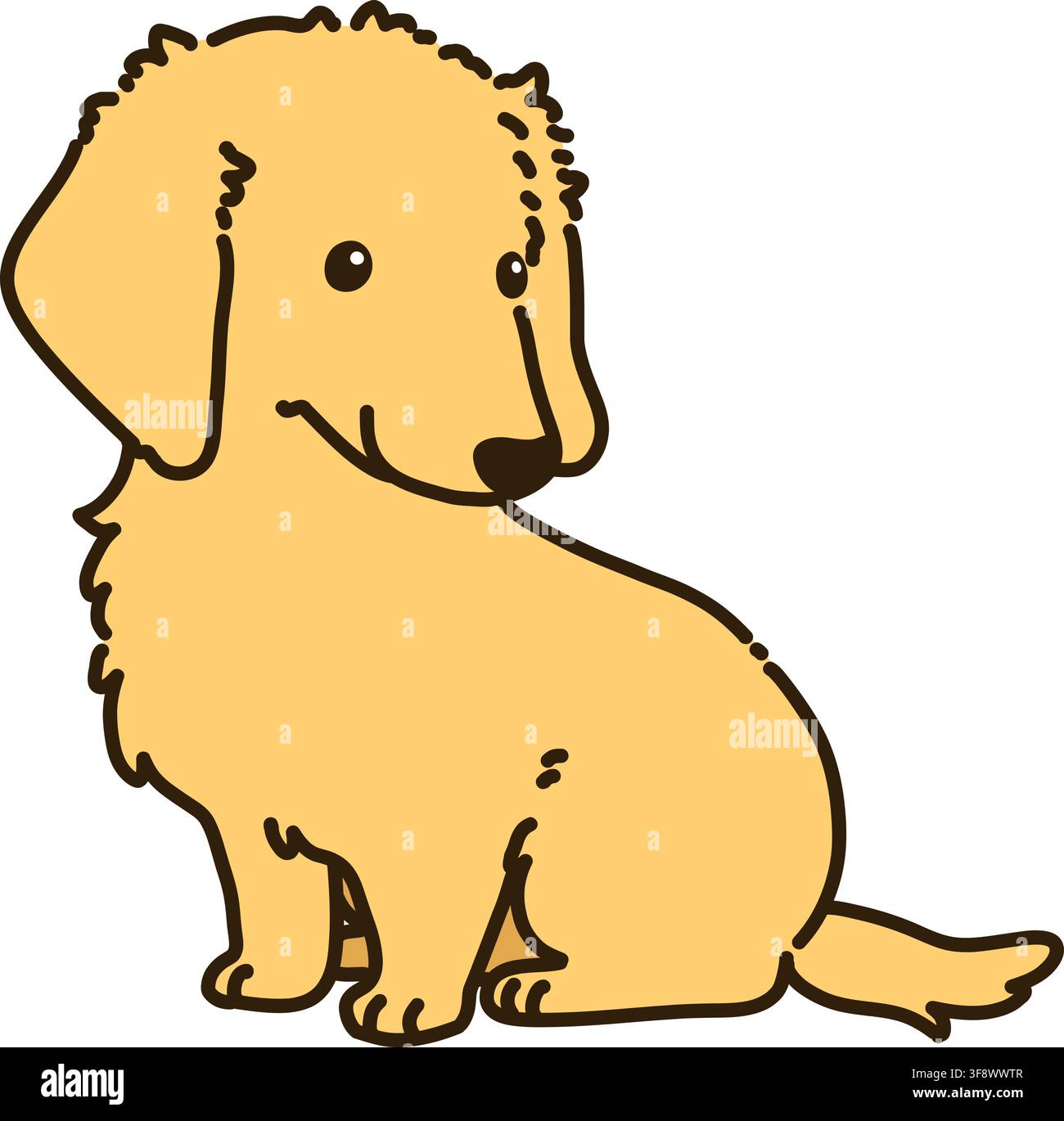 Outlined golden Miniature Dachshund sitting Stock Vector