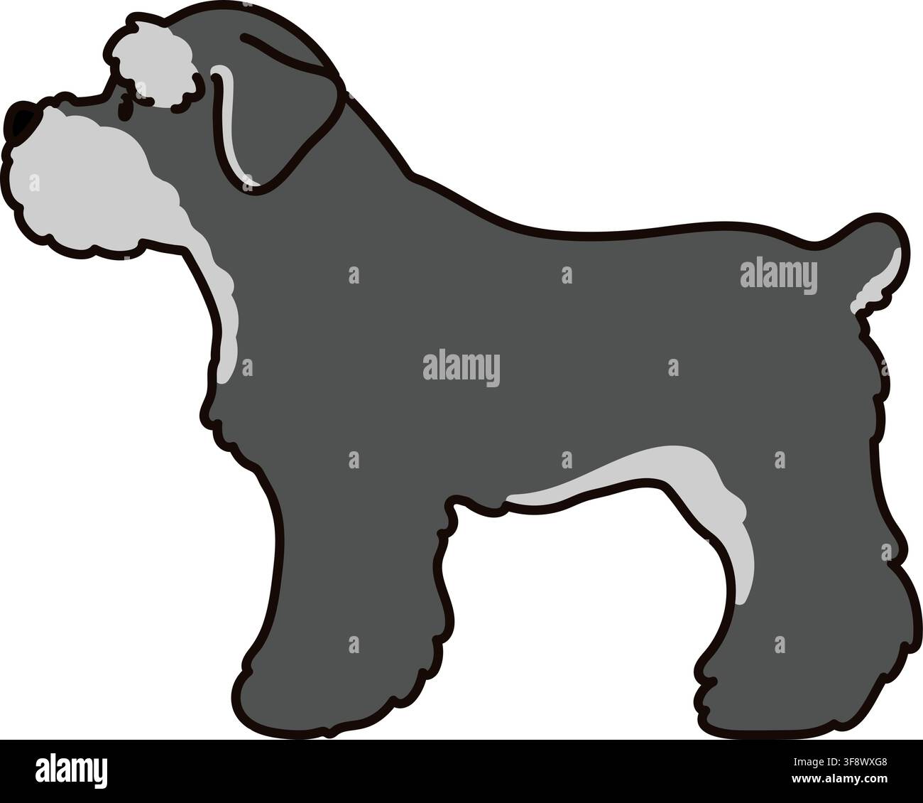 Miniature Schnauzer side view standing Stock Vector