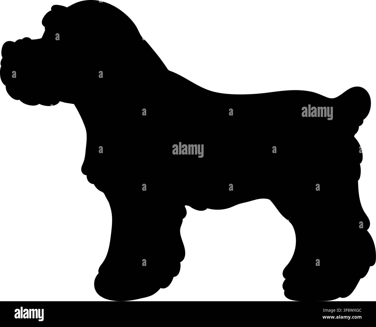 Miniature Schnauzer side view standing silhouette Stock Vector