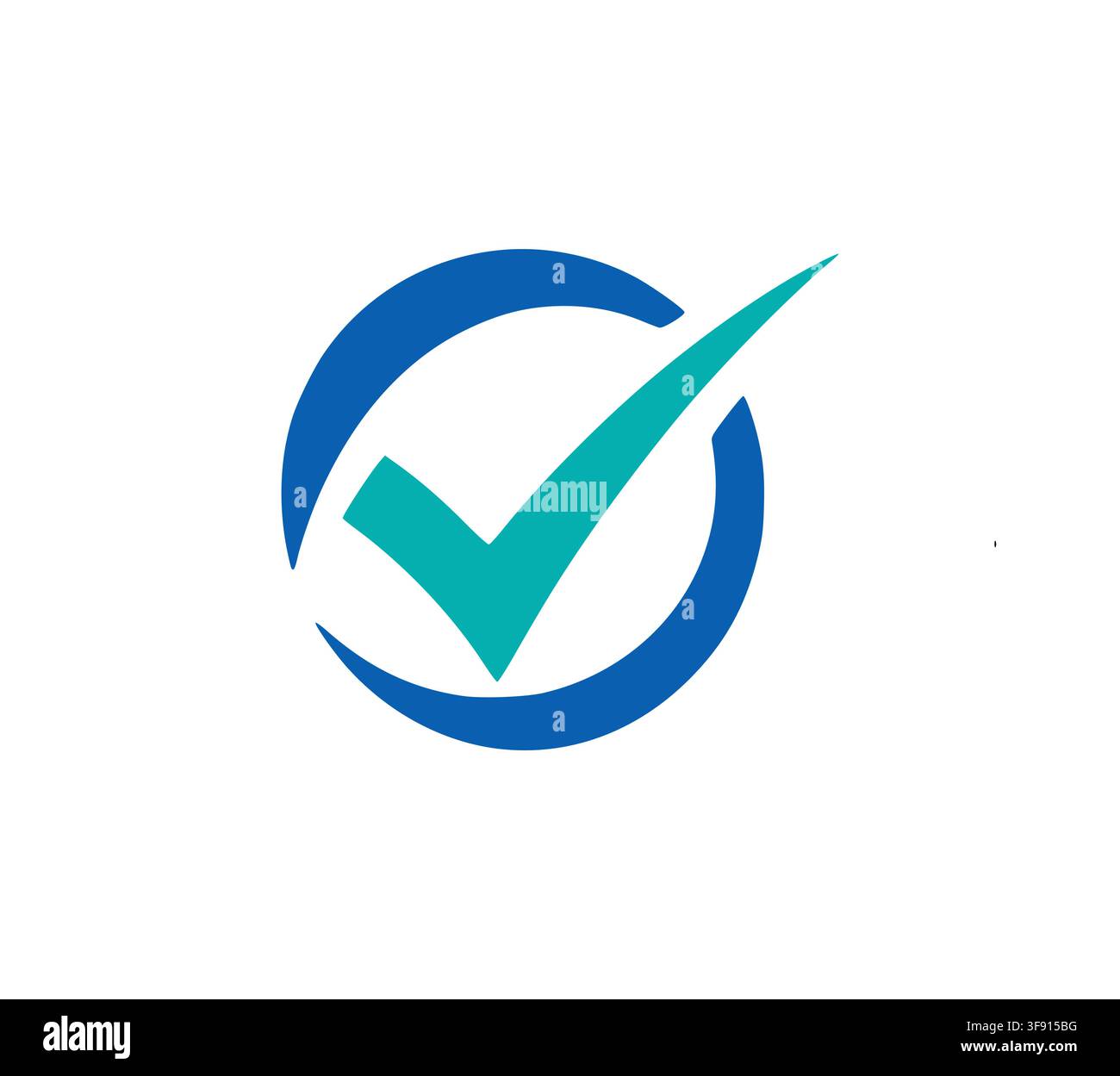 Professional Teal Blue Check Mark Circle Logo Vector Design Concept Stock Vector