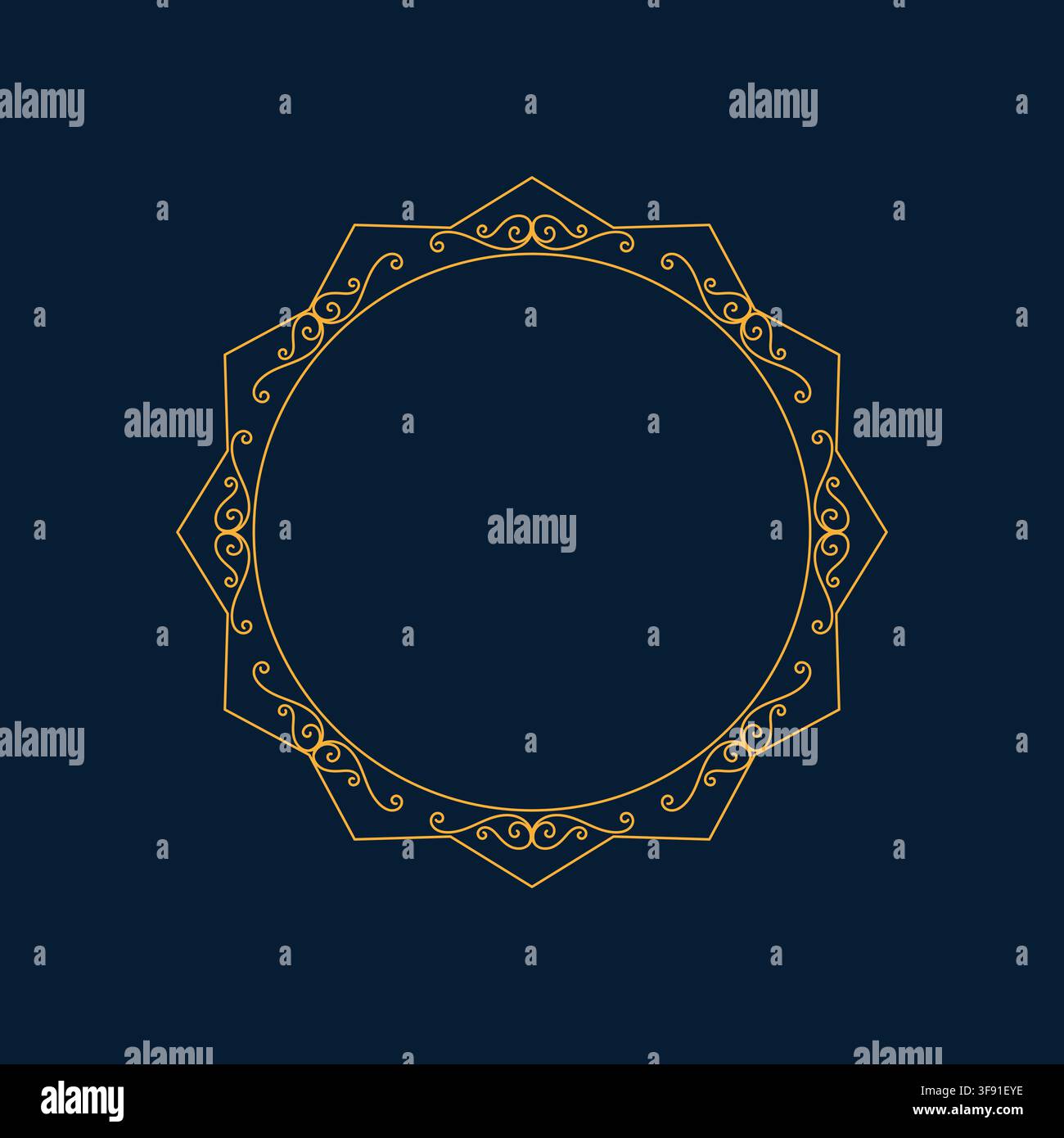 Decagon Arabic Star Mandala Round Luxury Medallion For Islamic Holiday Greeting Card Backdrop Pattern Stock Vector