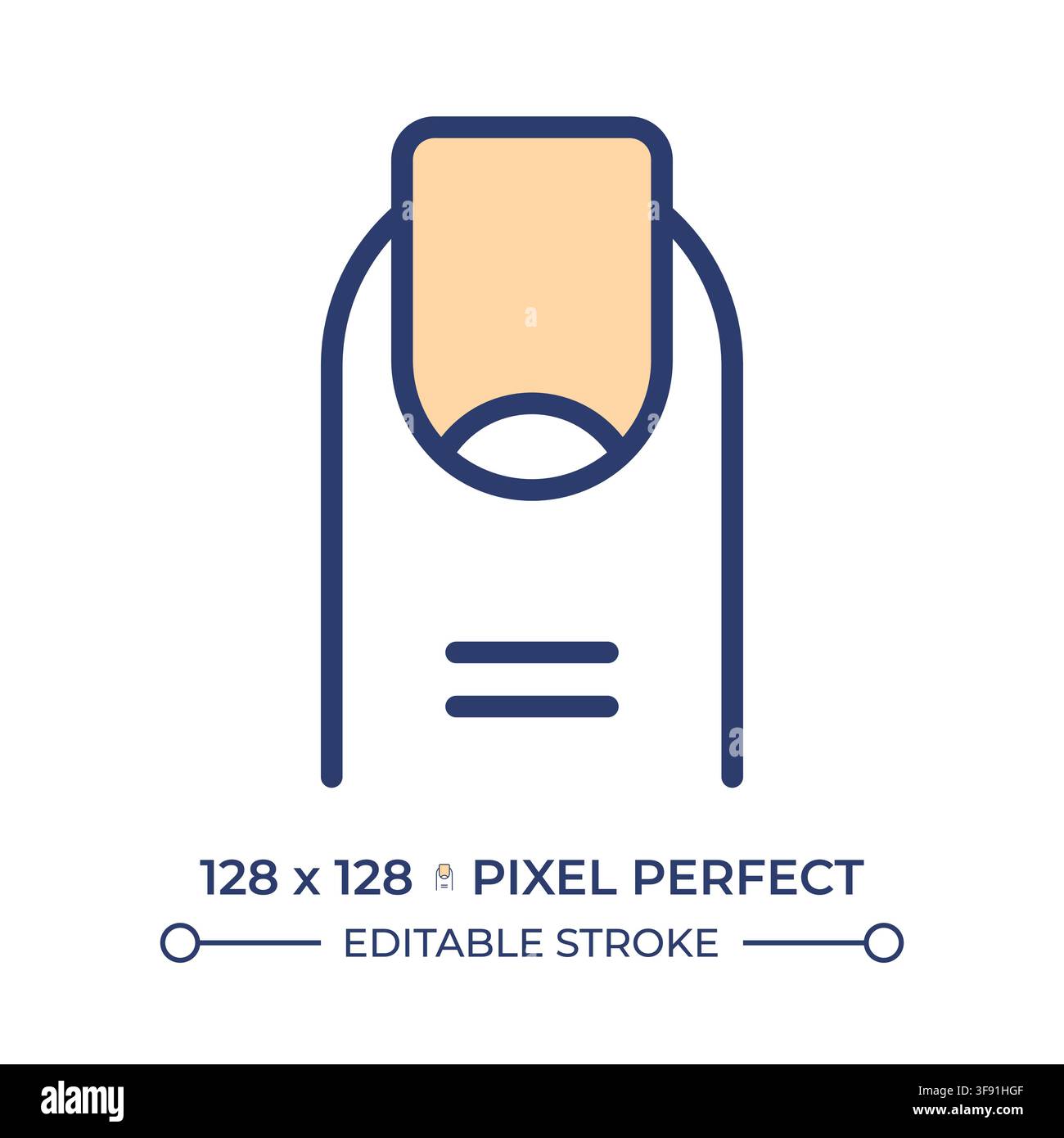Finger and nail pixel perfect line color icon Stock Vector