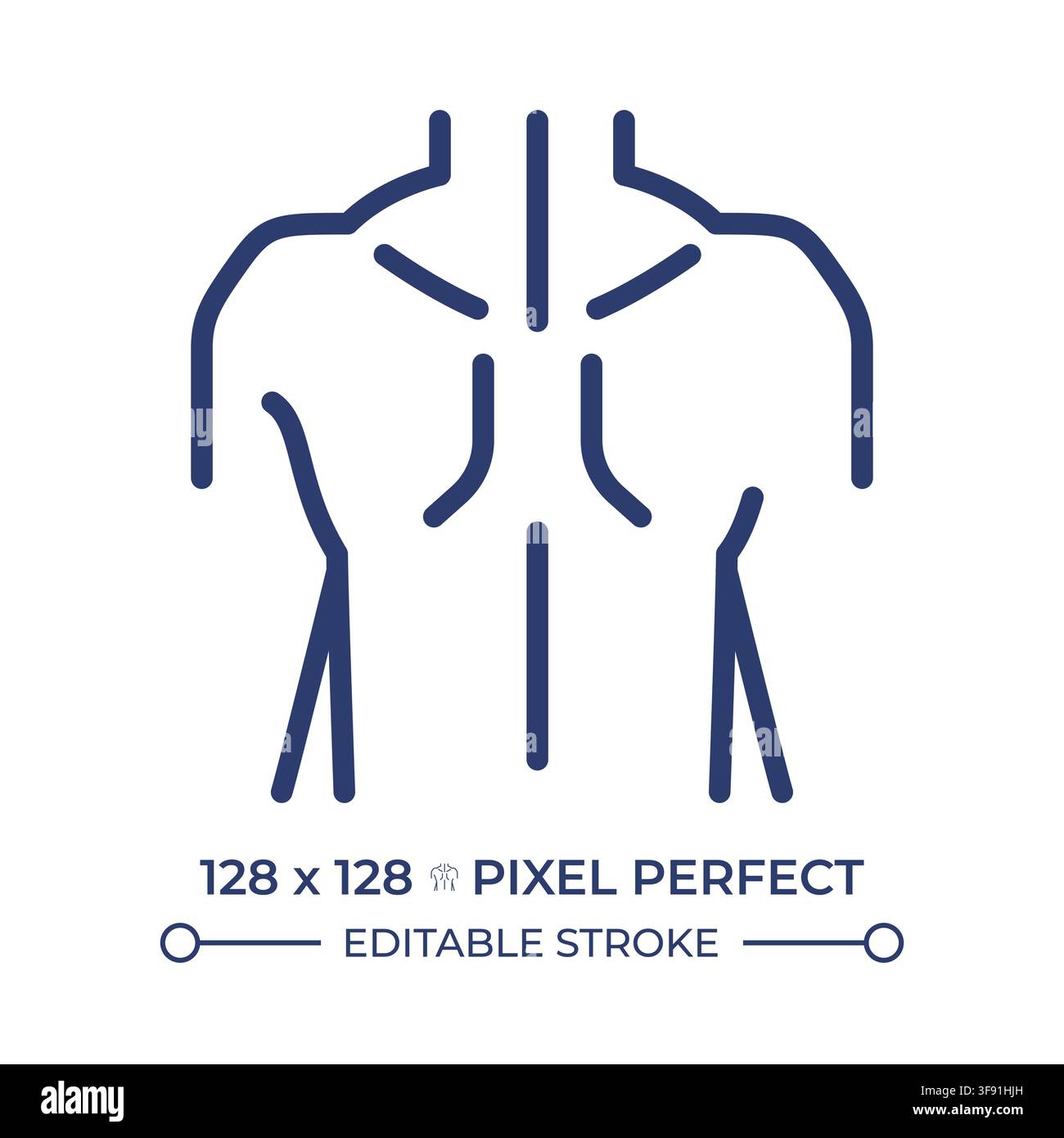 Human upper body pixel perfect line color icon Stock Vector
