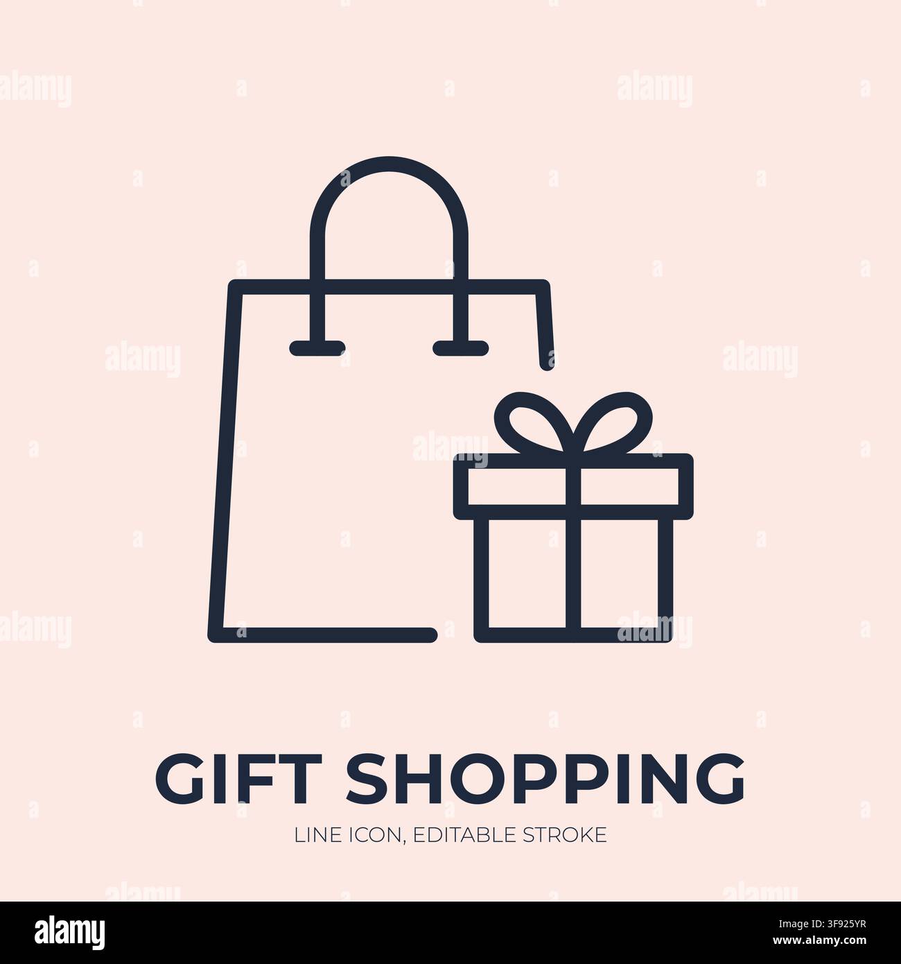 Gift shopping line icon. Present purchase linear vector illustration. Thin sign of shop package with box for retail, holiday sale, birthday and online Stock Vector