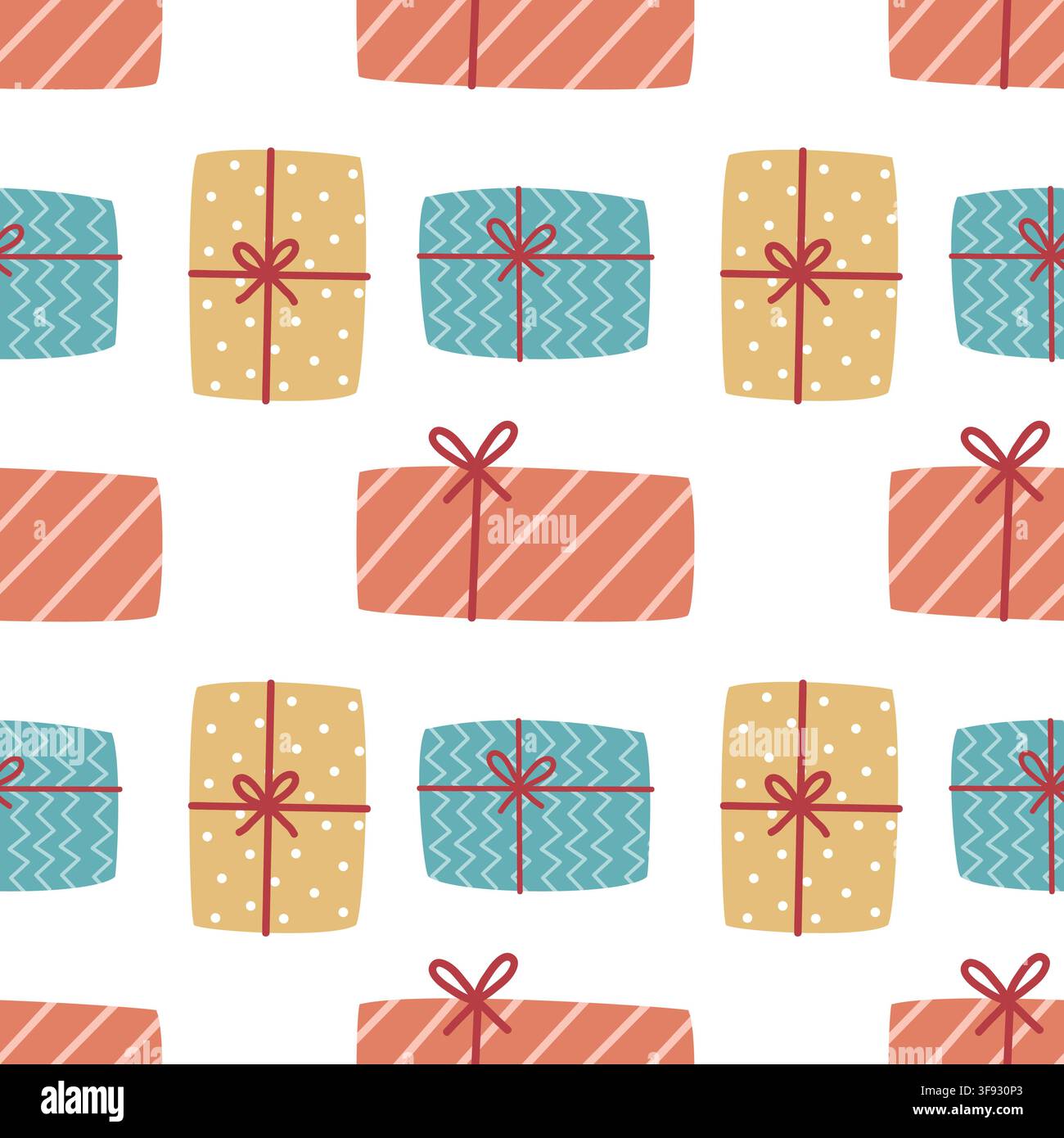 Gift box seamless pattern christmas holiday present background vector template wrapping paper design Stock Vector