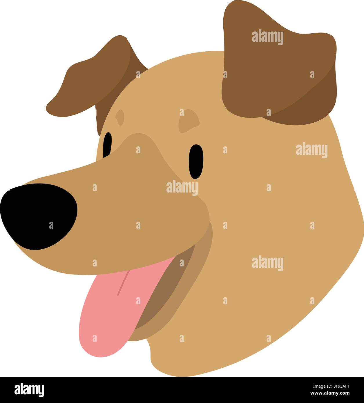 Simple and cute flat colored brown dog head Stock Vector