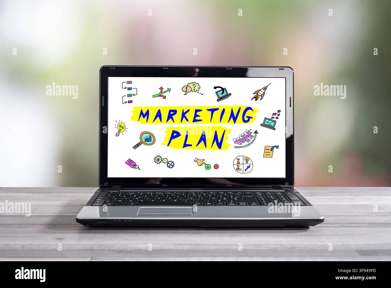 Marketing plan concept shown on a laptop screen Stock Photo