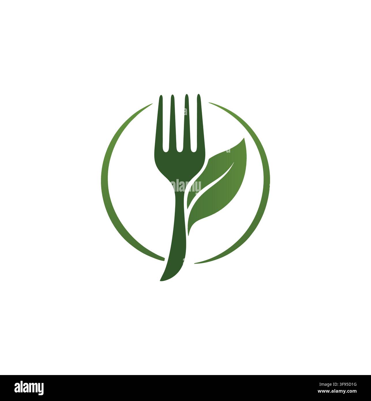 Modern Minimalist Organic Fork Leaf Logo Design Template Stock Vector