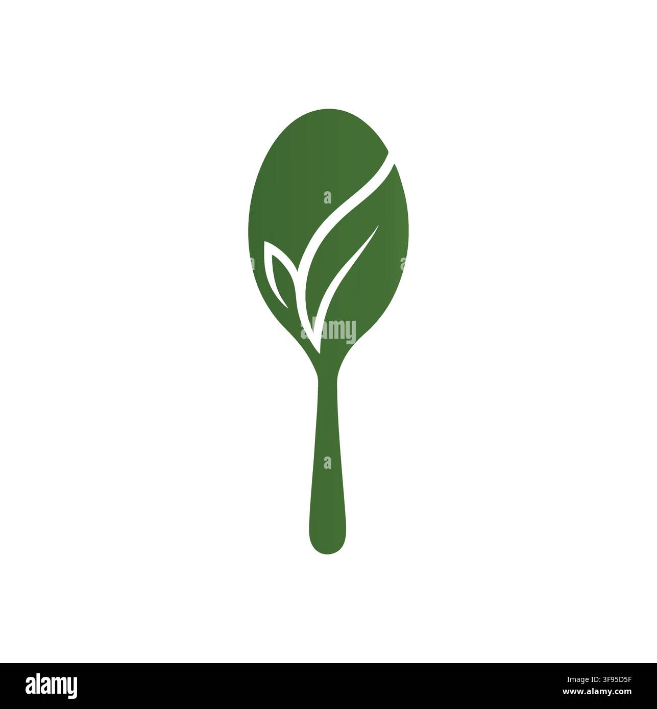 Modern Organic Wooden Spoon Leaf Logo Design Vector Stock Vector