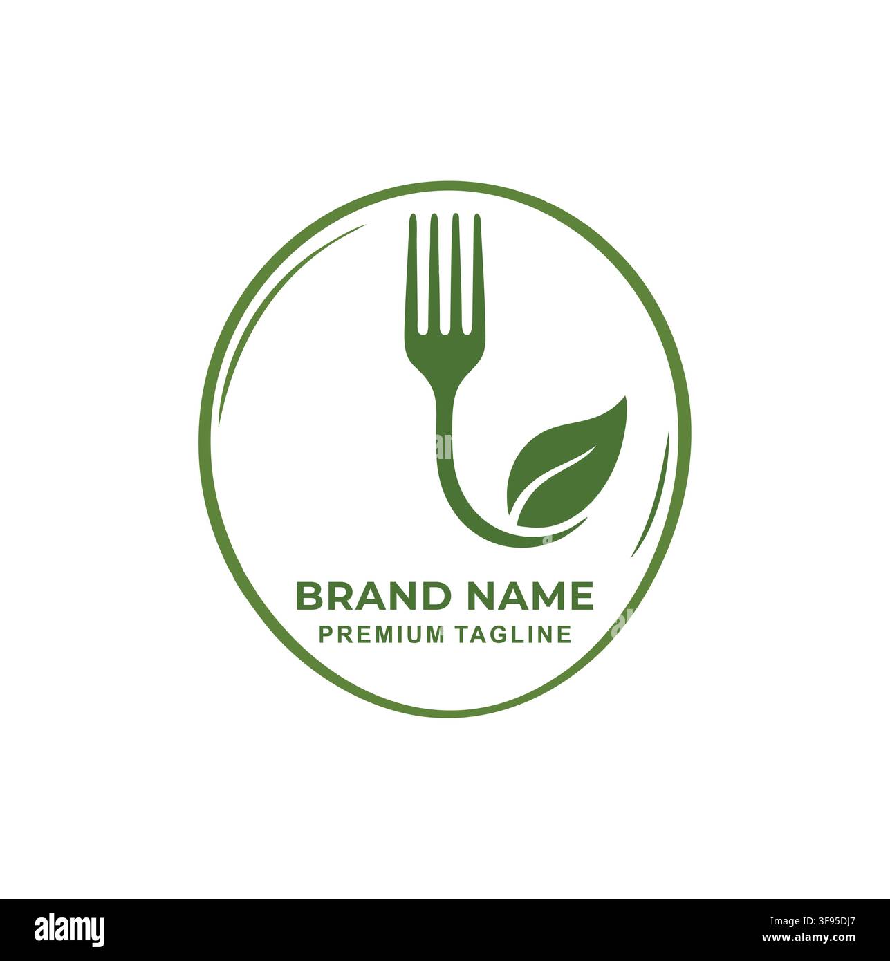 Professional Modern Organic Eco Fork Restaurant Logo Vector Design Template Stock Vector