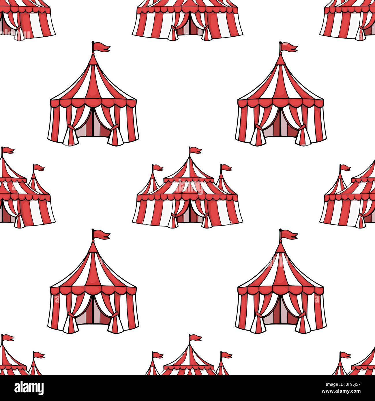 Seamless pattern with red and white circus tent vector illustration Stock Vector