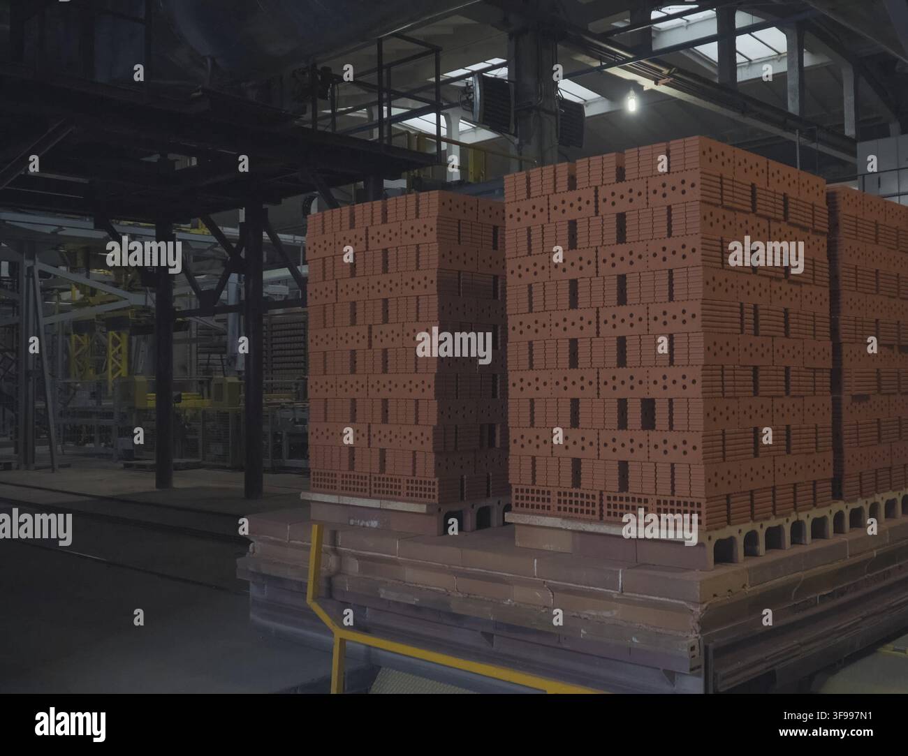 Exit the bricks from the oven for roasting. Brickworks Stock Photo