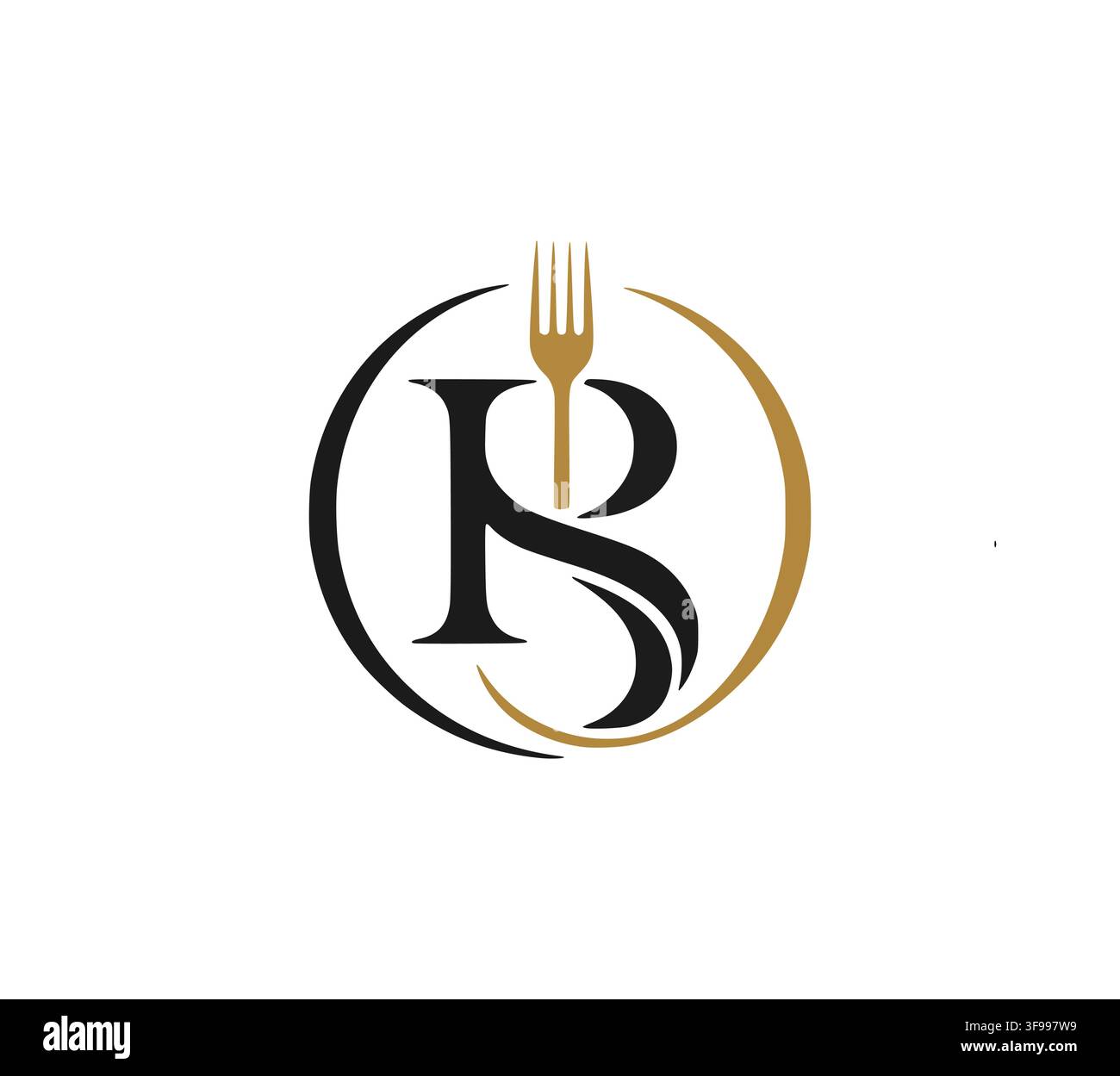 Monogram Letter RS Fork Restaurant Logo Vector For Fine Dining Stock Vector
