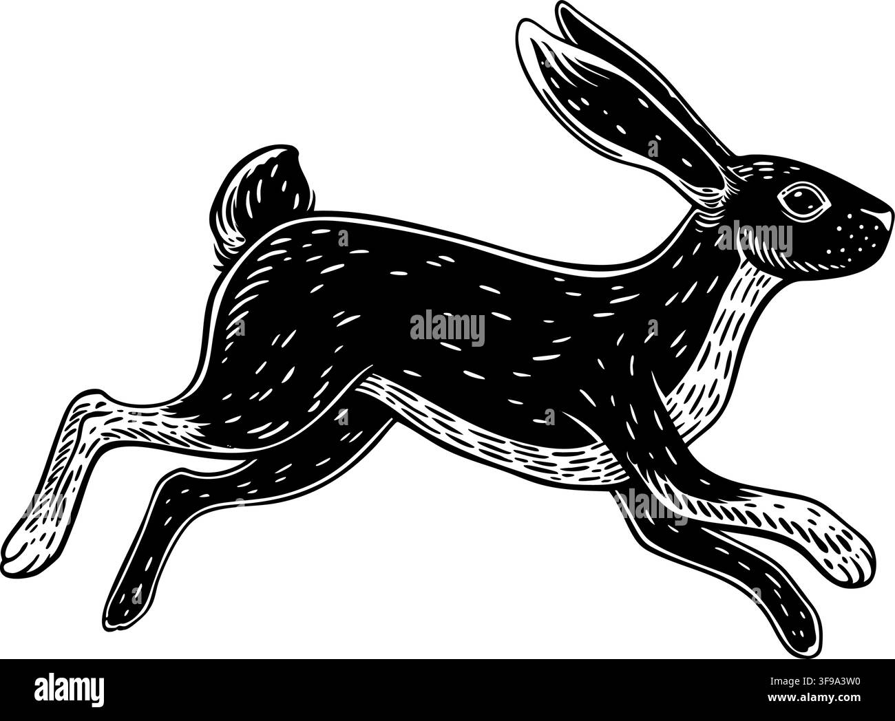 Template Rabbit Heart Botanical drawing linocut Black and White Stock Photos & Images - Alamy