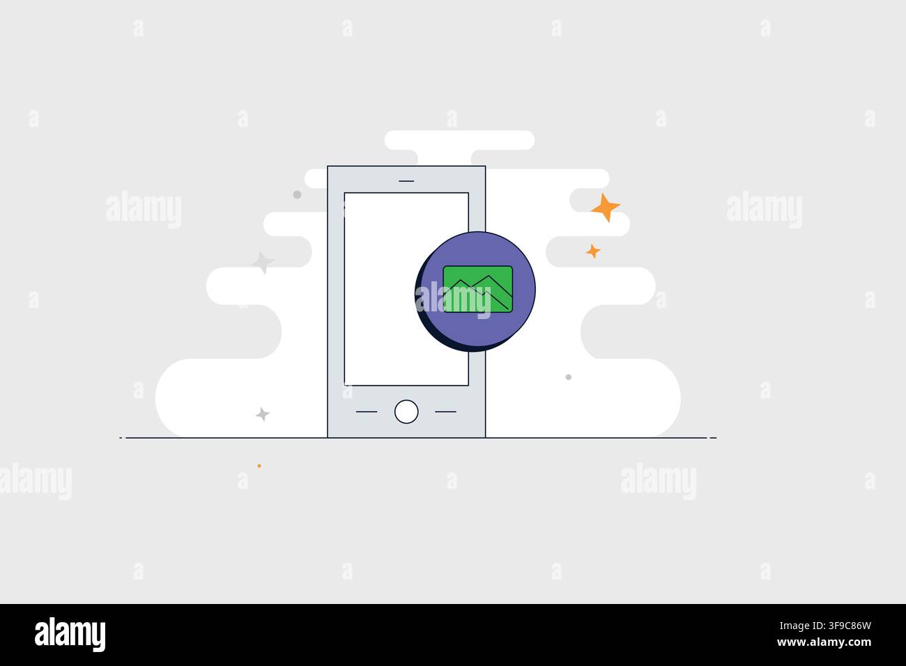 Mobile phone with clock icon for time management and scheduling apps Stock Vector