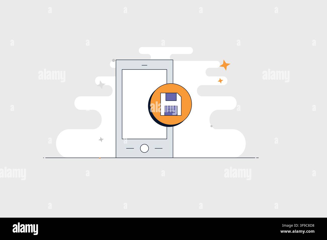 Mobile phone with overlapping windows icon for multitasking and app management Stock Vector