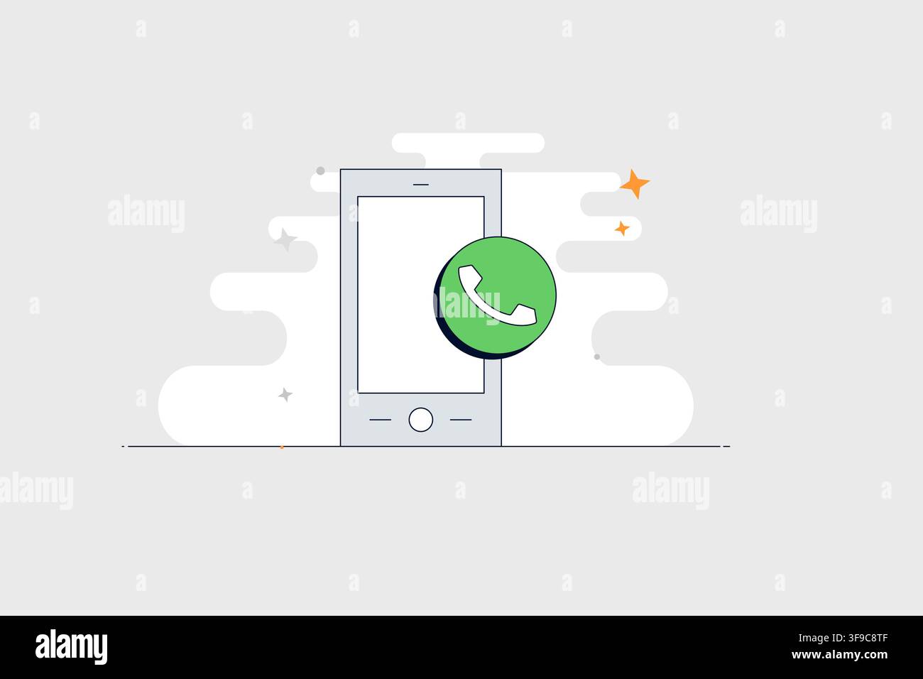 Mobile phone with call icon for contact communication and telephone apps Stock Vector
