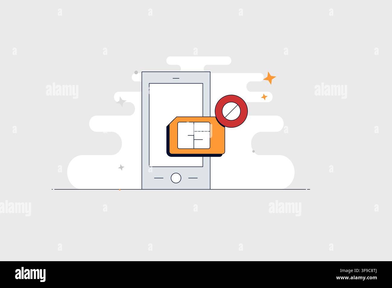 Mobile phone with document cancel icon for rejected files and errors Stock Vector
