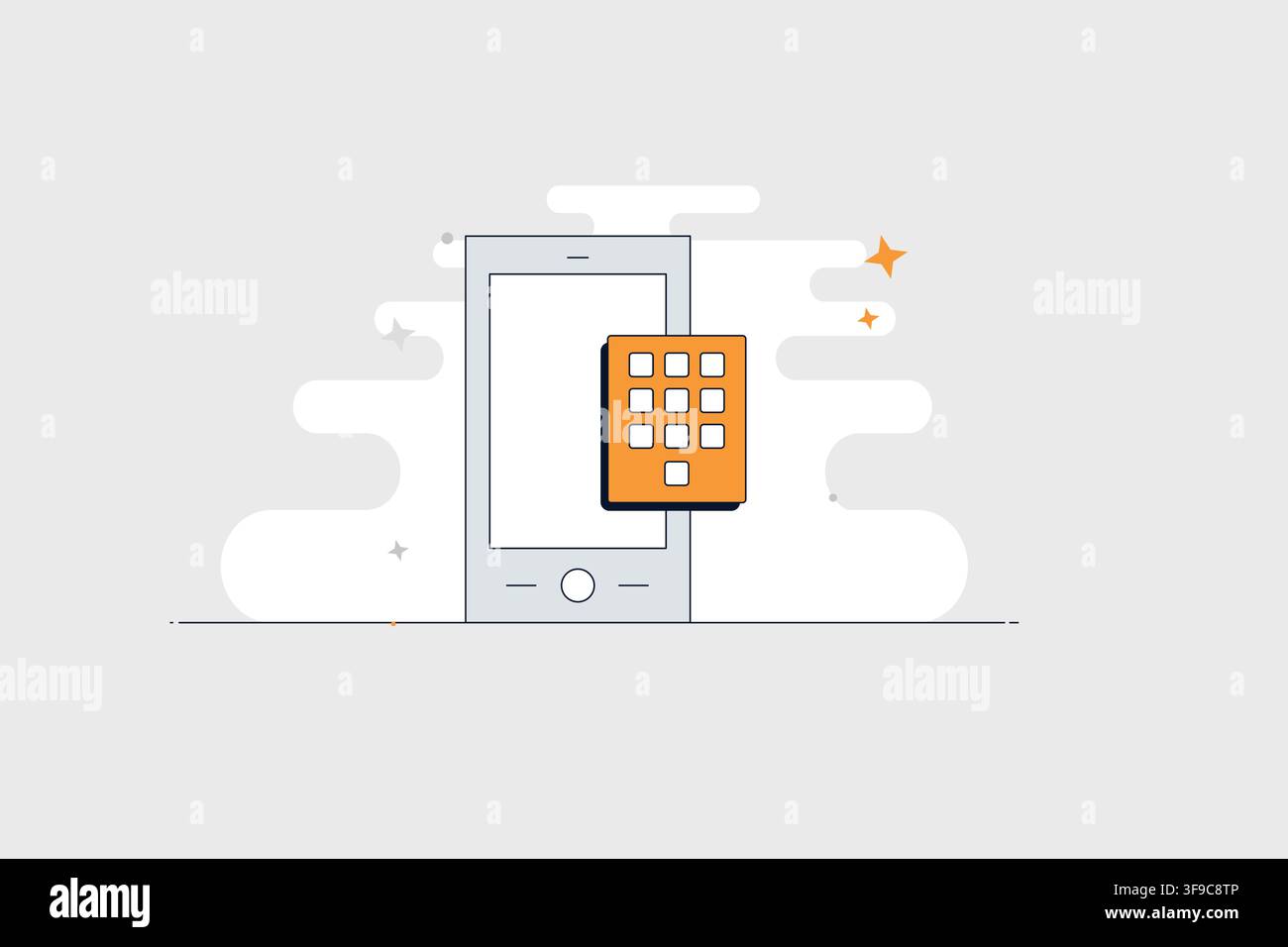 Mobile phone with keypad icon for dialing passwords and numeric input Stock Vector