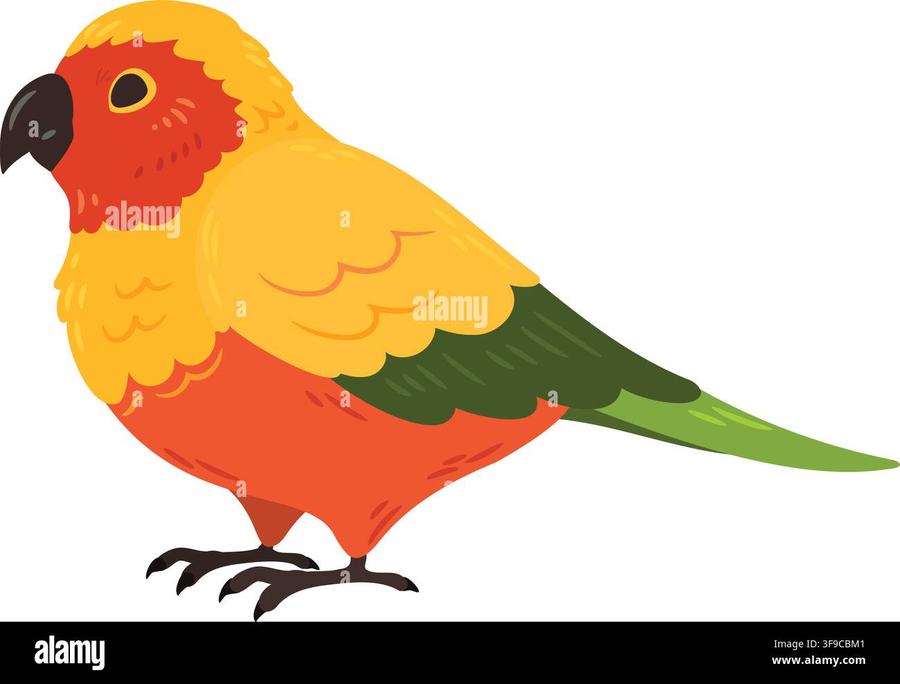 Simple and adorable flat colored Parakeet illustration Stock Vector